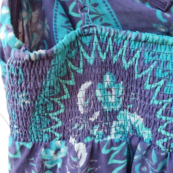 Free People Blue Babydoll Bust Twist Print Dress S - Picture 13 of 15